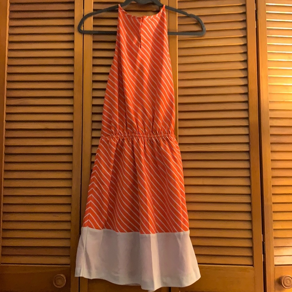 orange and tan stripe dress